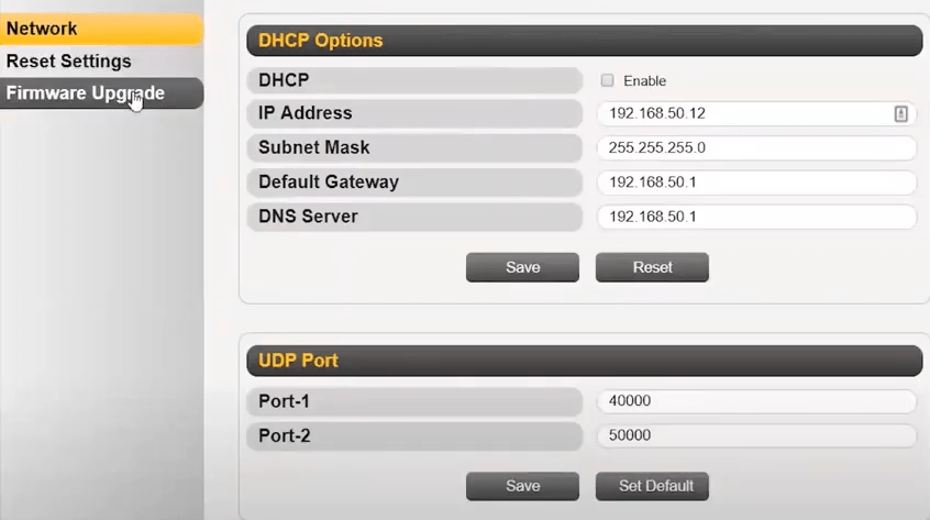 SIM Injector cihazı DHCP Options