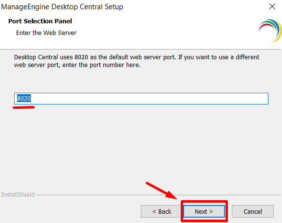 ManageEngine Desktop Central Kurulum Port Seçimi