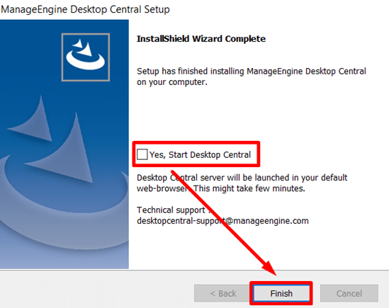 ManageEngine Desktop Central Kurulum Programı Başlatma