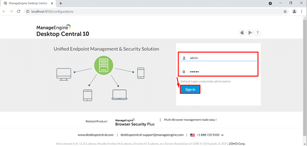 ManageEngine Desktop Central Kurulum Kullanıcı Adı Şifre