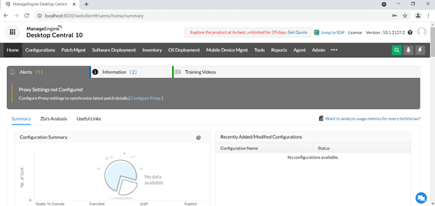 ManageEngine Desktop Central Kurulum Giriş Ekranı