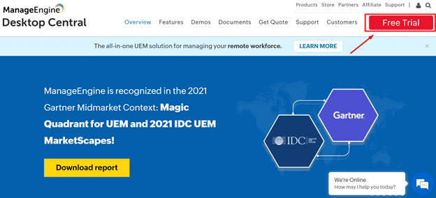 ManageEngine Desktop Central Kurulum Free Trial