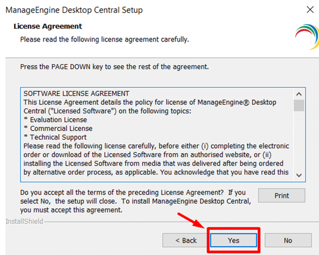 ManageEngine Desktop Central Kurulum Next Programı