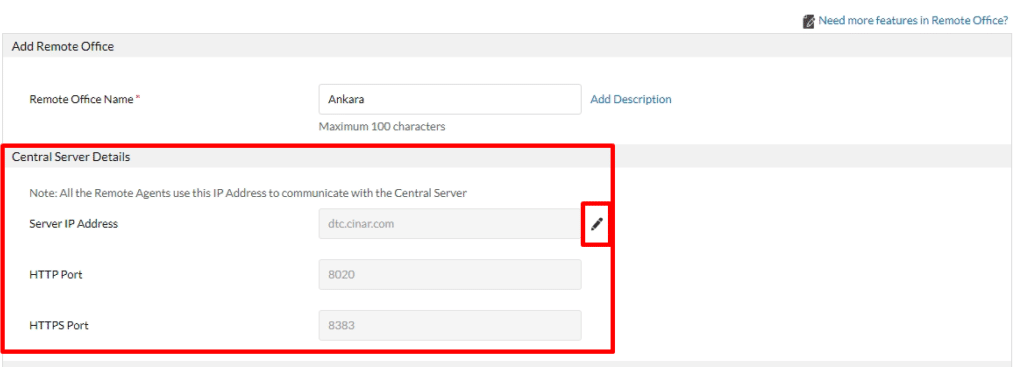Center Server Details